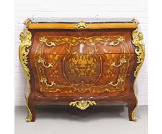 Casa Padrino Barockstil Kommode mit 3 Schubladen und Marmorplatte in braun/Gold/schwarz 120 x 50 x H. 95 cm - Möbel im Antik Stil