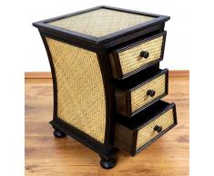 livasia Asiatischer Rattankommode, Nachtschrank, Nachtkommode leicht geschwungen (Nr.21)