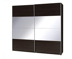 Kleiderschrank mit Spiegel Schrank Garderobe Zweitürenschrank Schwebetürenschrank Schwebetüren 2-Türig Corse II (Wenge)