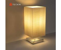 Tischlampe, Nachttischlampe für Schlafzimmer, TECKIN Stoff Schreibtischlampe Retro Nachtlicht, Minimalist Stoff Nachttisch-Leuchte für Schlafzimmer, Kaffeetisch and Büro (4w E27 LED Birne Enthalten)