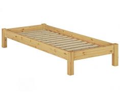 Erst-Holz® Einzelbett Kiefer Natur 80x200 Massivholzbett Futonbett Jugendbett Rollrost 60.35-08