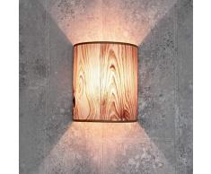 Dekorative Wandlampe Stoff in Holz Optik halbrund E27 Loft Wandleuchte Schlafzimmer Wohnzimmer Flur ALICE