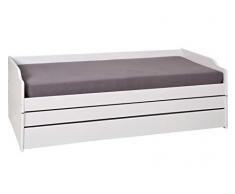 Inter Link Funktionsbett Einzelbett Doppelbett Gästebett 90x200 Kiefer massiv Weiß lackiert, 98 x 205 x 63 cm