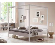 expendio Himmelbett Sabri Kernbuche weiß Größe nach Wahl Massivholzbett Doppelbett Ehebett Singlebett Bett Schlafzimmer, Liegefläche:160 x 200 cm