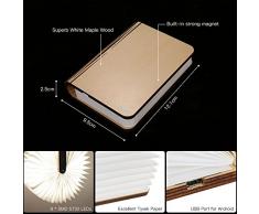 Tomshine Stimmungsbeleuchtung,Buch Lampe,Nachttischlampe,Tischleuchte,Warmweiß aus Holz,Papier mit USB-Kabel,Batteriebetriebene 500LM/880mAh,360°Faltbar