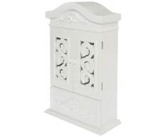 elbmöbel Hängeschrank Holz klein weiß mit 2 Holztüren Wandschrank Badschrank Medizinschrank kleine Kommode Antik Shabby Vintage B 26 x H 46 x T 12 cm