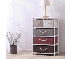 ZGONGLQQ Nachttische, Holz große Kapazität Rattan Schublade Schrank Schlafzimmer einfache Bunte Nachttisch, geeignet für Wohnzimmer/Schlafzimmer/Arbeitszimmer, 4 Größen zur Auswahl