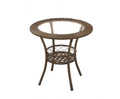 Nachttisch Beistelltisch, gehärtetes Glas Kleiner runder Tisch, Balkon Rattan lässig Teetisch, Wohnzimmer Sofa Beistelltisch, Schlafzimmer Couchtisch, Computertisch, 4 Farben (Farbe : C)