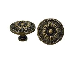 10 x Möbelknöpfe Vintage Set Bronze Blume Türgriffe Schubladengriffe Antik Messing Zinc 35mm für Kommode Küchenschränke Kleiderschrank