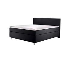 lifestyle4living Boxspringbett 140x200 grau anthrazit mit Kopfteil | Doppelbett mit Bonell-Federkern-Matratze, Härtegrad H2