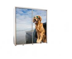 mb-moebel Kleiderschrank Schrank Garderobe Schiebtüren 205 cm Wardrobe Foto GOLDEN 1 (Wenge)