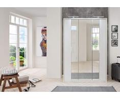 lifestyle4living Kleiderschrank in weiß | Drehtürenschrank, 3-türig, Falttürenschrank mit Spiegeltür ca. 139 cm