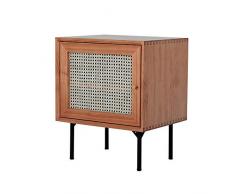 JL Nachttisch, Massivholz-Hauptlicht Nachttisch Einfacher moderner Schlafzimmer Rattan-Speicher-Speicher Nachttisch (2 Farben) nachttisch schwarz (Color : A)
