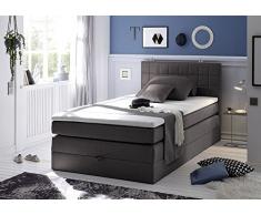 Boxspringbett 120x200 mit Bettkasten, Farbe: anthrazit, inkl Komfortschaum Topper, Matratze: 4-Gang-Bonell-Federkern Matratze, Bett von Möbel-BOXX