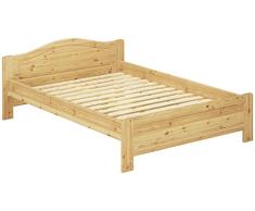 Erst-Holz® Kieferbett Natur Doppelbett 140x200 Futonbett Bett breit Massivholzbett Rollrost 60.37-14