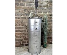 Livitat® Kommode rund Silber Shiny foliert Schubladen Höhe 76 cm Pomp barock antik pompös Landhaus LV2025