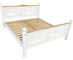 Brasilmoebel® Doppelbett Rio Classico 180 x 200 cm - Pinie Massivholz Brasilmöbel Brasil - Weiss - in vielen verschiedenen Farben - edles Pinienholz - massiv aus nachhaltiger Forstwirtschaft - Schlafzimmer Pinienmöbel Kind Size