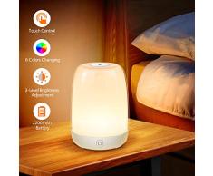 Nachttischlampe Touch Dimmbar Kinder, LED Tischlampe für Schlafzimmer, Wohnzimmer, Büro, Camping, 6 RGB Farbwechselmodi und 3 Helligkeitsstufen, Beste Geschenke für Babys, Jugendliche