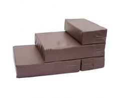 SSRS Hundetreppen Glattes PU-Leder Faltbares Haustier-Schrittkissen Indoor Home Couch Bettsofa 69 × 40 × 30 cm (Color : Brown)
