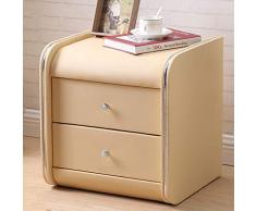 Yxsd Nachttisch Locker Leder Nachttisch Nachttisch mit Schubladenschrank (Farbe : Beige)