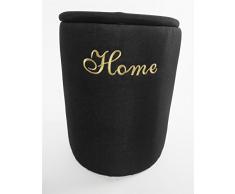 topfurnishing Elegante Runde Gepolsterte Aufbewahrungsbox Truhe Wäschekorb FuÃhocker Sitzkissen, Stoff, Schwarz, 33 x 31 x 34 cm
