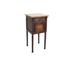 Antiker Nachttisch Historismus um 1920 aus Eiche H: 83 cm | Nachtschrank Nachtkonsole | mit Marmorplatte 1 Schublade 1 Tür (9595)