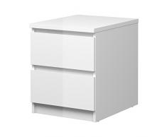Tvilum Nachttisch NAIA Nachtkonsole Nachtkästchen Nachtschränkchen Weiß Hochglanz