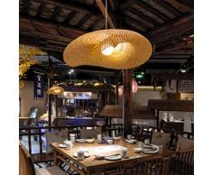 Vintage Pendellampe Handgemachte Natürliche Bambus Hängelampe Nostalgische E27 Höhenverstellbare Hängeleuchten Restaurant Schlafzimmer Wohnzimmer Kronleuchter Esszimmer Cafe Bar Pendelleuchten,100cm