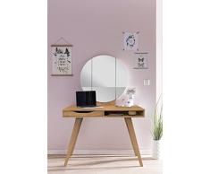lifestyle4living Schminktisch, Frisiertisch, Schminkplatz, Kommode, Frisierplatz, Kosmetiktisch, Schminkschrank, Schminkkommode, Plankeneiche Nachbildung, Spiegel