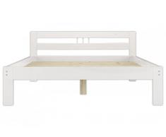 Erst-Holz® Doppelbett 140x200 Massivholzbett Kiefer weiß Futonbett Rollrost Jugendbett 60.64-14 W