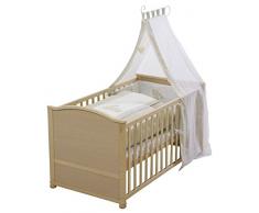 roba Komplettbett Set Liebhab Bär, Babybett natur inkl. Bettwäsche, Himmel, Nest, Matratze, Kombi Kinderbett 70x140cm umbaubar zum Junior Bett