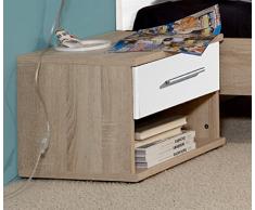 Dreams4Home Nachtkonsole Claire - Kommode, Nachtkommode, Konsole, Schrank, Beistelltisch, Aufbewahrung, einzeln oder als Paar, B/H/T: 46 x 38 x 40 cm, Jugendzimmer, Schlafzimmer, San Remo Eiche NB-Abs.Alpinweiß, Nachtkonsole:zwei Nachtkonsolen