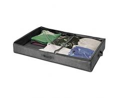 mDesign Unterbettkommode – Bettkasten mit durchsichtigem Deckel für Kleidung, Accessoires, Bettwäsche und mehr – Wäschesortierer für staubfreie Aufbewahrung unter dem Bett – dunkelgrau/durchsichtig