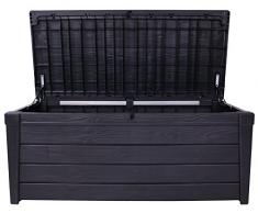Ondis24 Keter Kissenbox Auflagenbox Gartenbox Sitztruhe Kiste für Sitzkissen winterfest anthrazit 454 Liter