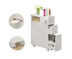 LOHOX Badschrank Hochschrank Badezimmer Badkommode Eckschrank Badmöbel für Bad wasserdicht Badregal Schrank mit Abnehmbaren Schubladen Nachtkommode Eckkommode mit 4 Universalrädern