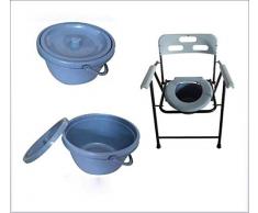 KFDQ Medizinischer Rehabilitationsstuhl, Rollstuhl, Toilettenstuhl Mobilität Multifunktionsklappbarer Toilettensitz Klappbarer Stahlrahmen Medizinische Hilfe Senioren Handicap Nachtkommoden Duschstuh