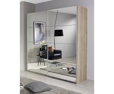 Schwebetürenschrank braun Sanremo hell 2 Türen B 181 cm Schrank Kleiderschrank Schiebetürenschrank Spiegelschrank Jugendzimmer Schlafzimmer