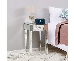 Panana Nachtschrank Glas Kommode MDF Nachttisch mit Kristall Nachtkommode Kommode Schrank 65 x 40 x 40 cm für Schlafzimmer Wohnzimmer