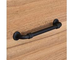 Design Schubladengriff 160 mm Möbelgriff Antik schwarz matt - H1820 | Stangengriff für Küchen-Schrank & Schublade | Bogengriff im Landhaus-Stil | 1 Stück - Schrankgriff Vintage mit M4 Griffschrauben