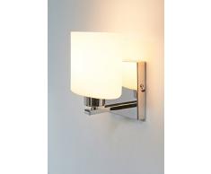 anTes interieur Wandleuchte Parata weiß mit LED-Leuchtmittel/Glasschirm/Metall verchromt/Wandlampe Schlafzimmer Flur