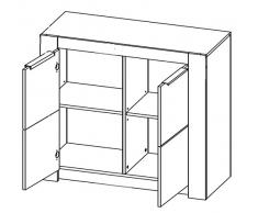 trendteam Wohnzimmer Kommode Schrank Cougar, 96 x 84 x 40 cm in Eiche San Remo Hell Dekor mit viel Stauraum
