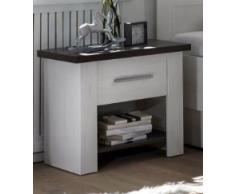 Nachtkommode Lyon - in Pinie weiß Nachbildung, Wengenachbildung in 58x55x40 cm, Nachtkonsole, Bettkonsole, Kommode, Schrank, Wohnzimmerschrank, Diele, Beistelltisch, Schlafzimmer
