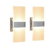 2 Stücke Wandleuchte LED Innen 12W Wandlampe Acryl Wandbeleuchtung Modern für Wohnzimmer Schlafzimmer Treppenhaus Flur | Warmweiß