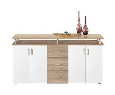 Highboard Lift Eiche Sonoma / Weiß, mit 3 Schubladen