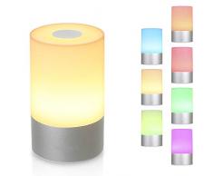 Smart Nachttischlampe, Lixada Stimmungslicht mit 256 RGB Farbwechsel, Dimmbar Tischlampe, Tischleuchte LED Touch, Stimmungsvolle Nachtlicht mit 3 Helligkeiten für Kinderzimmer