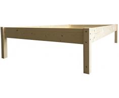LIEGEWERK Erhöhtes Bett Massivholzbett Holzbett Seniorenbett Holz Natur 90 100 120 140 160 180 200 x 200cm (180cm x 200cm, Betthöhe 55cm)