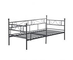 setsail Tagesbett Einzelbett Schlafsofa mit Lattenrost Gästebett Metallbett Tagesbett Bettgestell für Kinderzimmer Gästezimmer Schlafzimmer Single daybed (Schwarz)