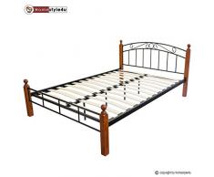 Homestyle4u Metallbett Bett Doppelbett 140 x 200 + Lattenrost Bettgestell 916 schwarz