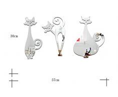 Poowef Die Spiegelwand_Drei Cat 3D Acryl Spiegel Wandspiegel Bad Schlafzimmer Dekoration