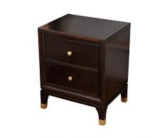 Nachttische Schlafzimmerschrank aus massivem Holz Zwei Schubladen schwarzer Nussbaum Eck-Eckschrank (Color : Black, Size : 50 * 43 * 60cm)